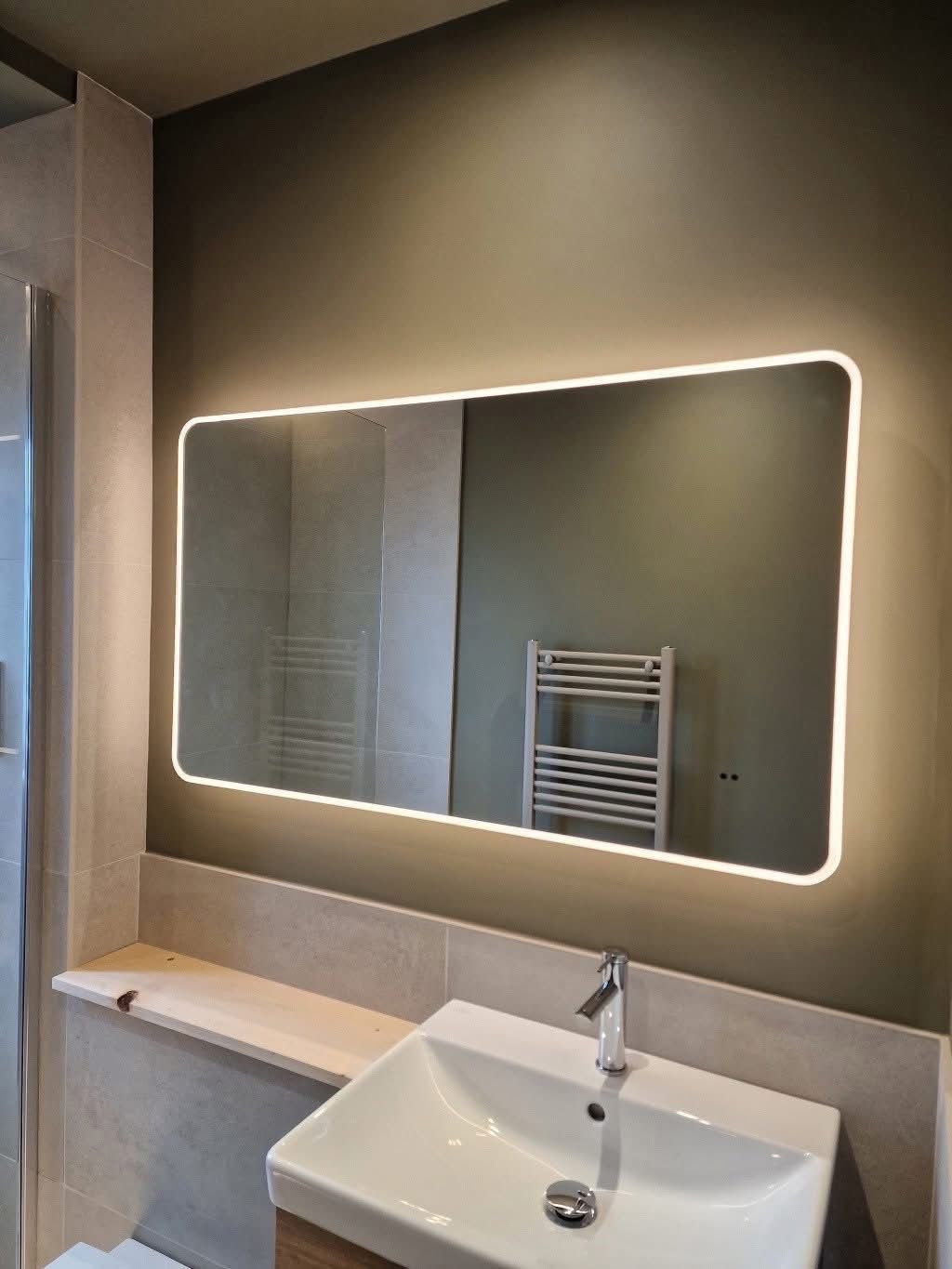 Backlit LED bathroom mirror