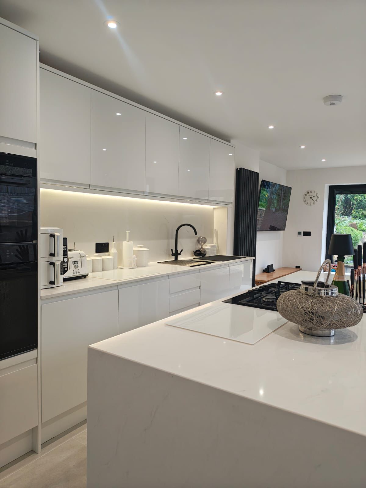 Kitchen with under-cabinet LED strip lighting